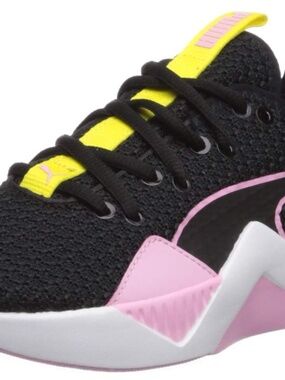 Puma Incite FS Girls 4C Womens 4 Black Pink Yellow Knit Trainer Shoes 191764-04